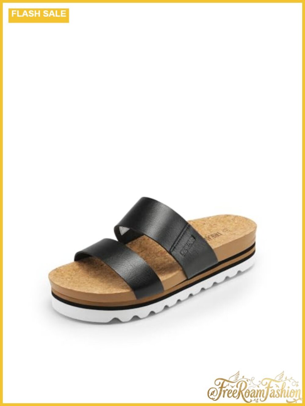 Platform Wedge Sandals with Arch Support Slip-On Cork Cushion Slides